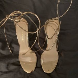 Rose gold Lola shoetique clear strap lace up heel